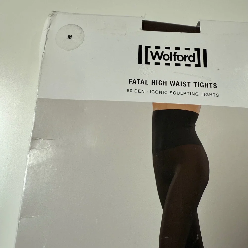 Wolford Fatal High Waist Tights Womens Medium Umber Brown‎ 50 Den Sculpting New